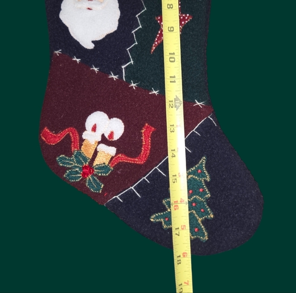 Vintage Holiday Christmas Stocking Santa Teddy Snowflake Bells Christmas Tree - Picture 6 of 7